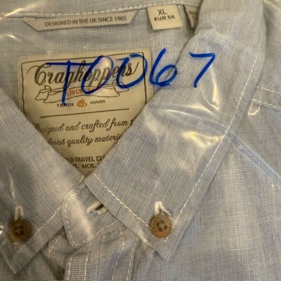 Craghoppers Blue Chambray Linen Look Cotton Button Front Shirt Roll Cuff Size XL - Picture 14 of 14